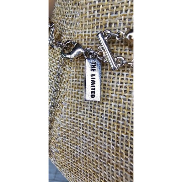 The Limited Pearl & Rhinestone Floral Double Strand Statement Necklace 18"L - Picture 5 of 5